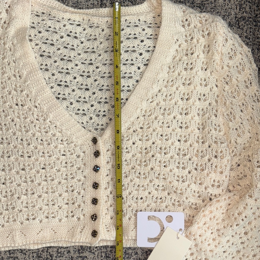 NWT Women's Apricot Cropped Knit Sweater Sz Large - Picture 6 of 6